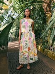 Kew Gardens Multicoloured Fruit Print - Broderie Embroidered Top - Image 2 of 7