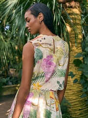 Kew Gardens Multicoloured Fruit Print - Broderie Embroidered Top - Image 3 of 7