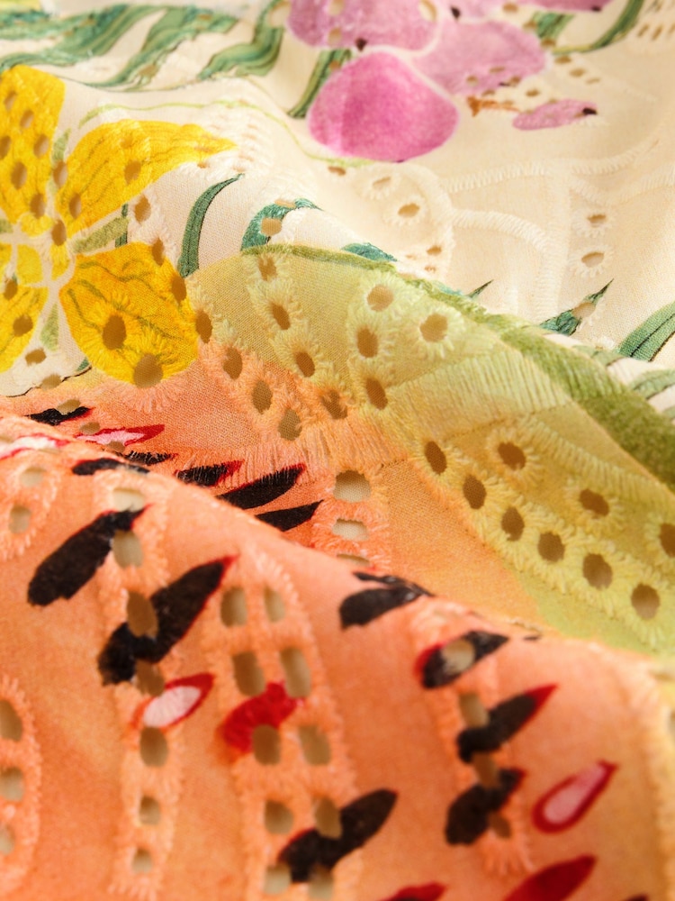 Kew Gardens Multicoloured Fruit Print - Broderie Embroidered Top - Image 7 of 7