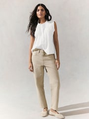 White Embroidered Pintuck Sleeveless Top - Image 3 of 8