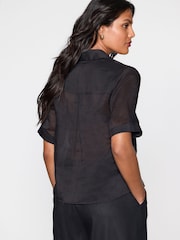 Black Sheer Short Sleeve Shirt - Image 2 of 8