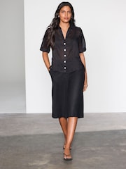 Black Sheer Short Sleeve Shirt - Image 3 of 8