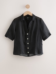 Black Sheer Short Sleeve Shirt - Image 6 of 8