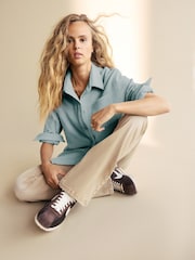 Blue Long Sleeve Corduroy Shacket - Image 1 of 9