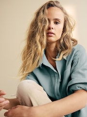 Blue Long Sleeve Corduroy Shacket - Image 2 of 9