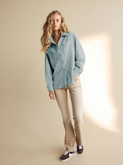 Blue Long Sleeve Corduroy Shacket - Image 3 of 9