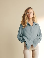 Blue Long Sleeve Corduroy Shacket - Image 4 of 9