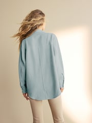 Blue Long Sleeve Corduroy Shacket - Image 5 of 9
