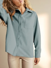Blue Long Sleeve Corduroy Shacket - Image 6 of 9