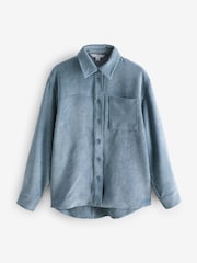 Blue Long Sleeve Corduroy Shacket - Image 7 of 9
