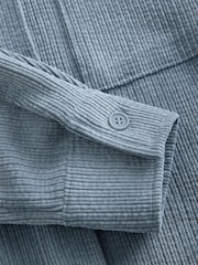 Blue Long Sleeve Corduroy Shacket - Image 8 of 9