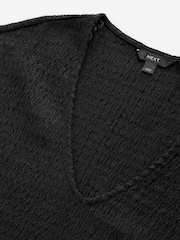 Black Textured Short Sleeve V-Neck T-Shirt - Image 7 of 8