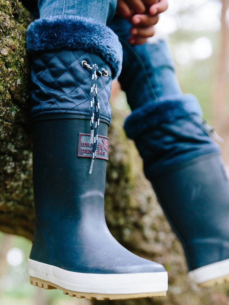 Muddy Puddles Blue Fleece Lined Puddleflex Wellies - Image 1 of 6