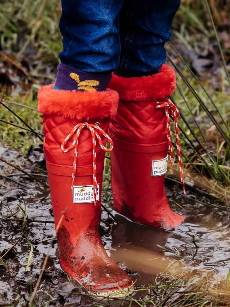 Muddy Puddles Red Fleece Lined Puddleflex Wellies - Image 1 of 5 Muddy Puddles Red Fleece Lined Puddleflex Wellies - Image 1 of 5