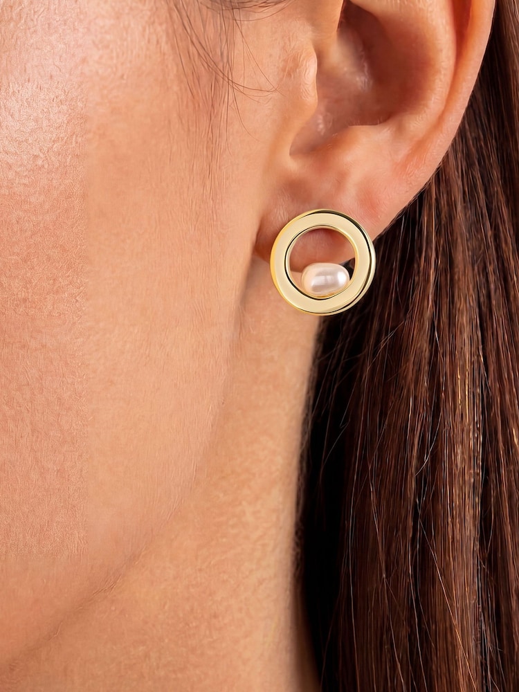 Peers Hardy Gold Peers Hardy 18ct Plated Round Pearl Earrings - Image 1 of 4 Peers Hardy Gold Peers Hardy 18ct Plated Round Pearl Earrings - Image 1 of 4