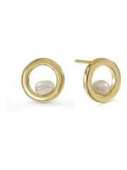 Peers Hardy Gold Peers Hardy 18ct Plated Round Pearl Earrings - Image 2 of 4