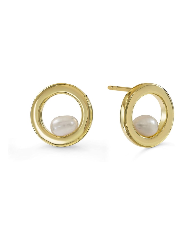 Peers Hardy Gold Peers Hardy 18ct Plated Round Pearl Earrings - Image 2 of 4 Peers Hardy Gold Peers Hardy 18ct Plated Round Pearl Earrings - Image 2 of 4