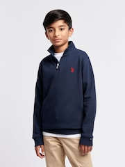 U.S. Polo Assn. Blue Boys Double Horsemen ¼ Zip Sweatshirt - Image 1 of 8
