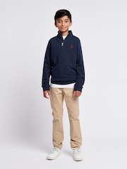 U.S. Polo Assn. Blue Boys Double Horsemen ¼ Zip Sweatshirt - Image 3 of 8