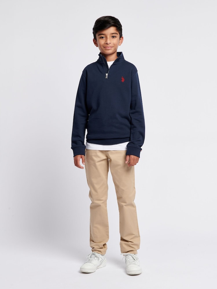 U.S. Polo Assn. Blue Boys Double Horsemen ¼ Zip Sweatshirt - Image 3 of 8