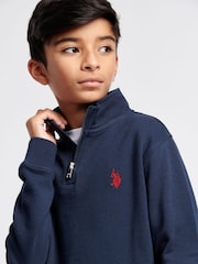 U.S. Polo Assn. Blue Boys Double Horsemen ¼ Zip Sweatshirt - Image 4 of 8