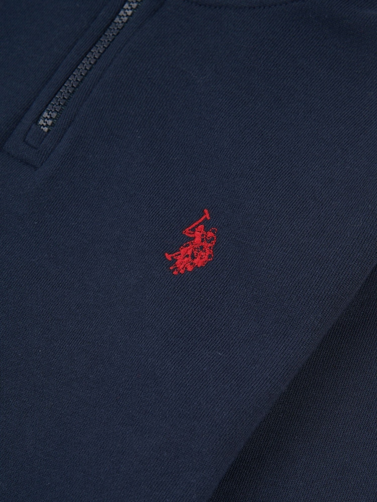 U.S. Polo Assn. Blue Boys Double Horsemen ¼ Zip Sweatshirt - Image 8 of 8