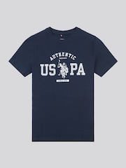 أزرق - U.S. Polo Assn. Boys 100% Cotton Authentic Graphic T-Shirt - صورة 5 من 7