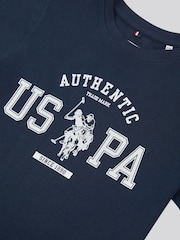 أزرق - U.S. Polo Assn. Boys 100% Cotton Authentic Graphic T-Shirt - صورة 7 من 7