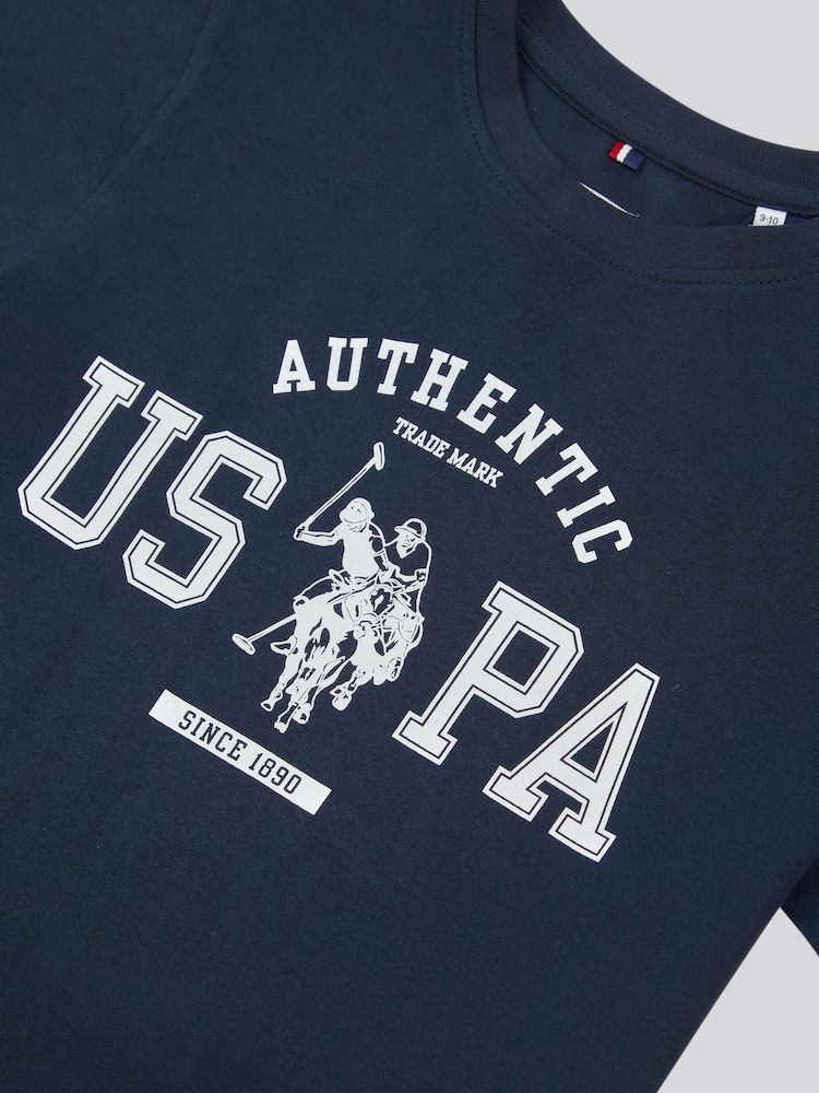 أزرق - U.S. Polo Assn. Boys 100% Cotton Authentic Graphic T-Shirt - صورة 7 من 7