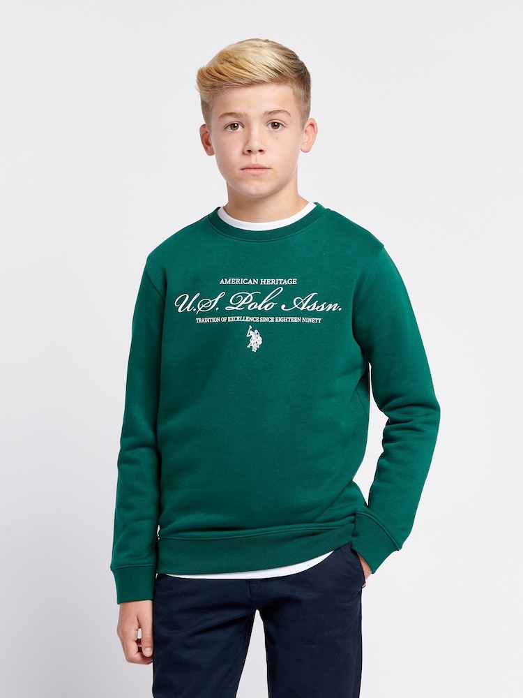 U.S. Polo Assn. Green Boys Premium Graphic Crew Sweatshirt - Image 1 of 7