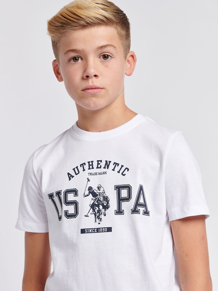 U.S. Polo Assn. White Boys 100% Cotton Authentic Graphic T-Shirt - Image 4 of 7