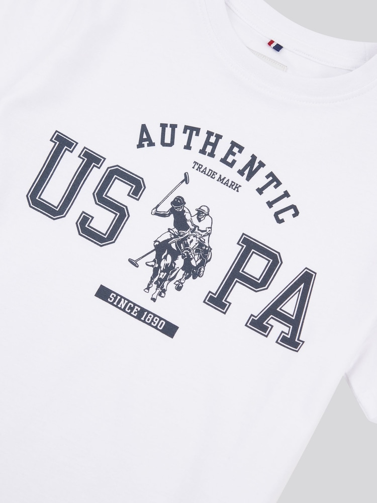 أبيض - U.S. Polo Assn. Boys 100% Cotton Authentic Graphic T-Shirt - صورة 7 من 7