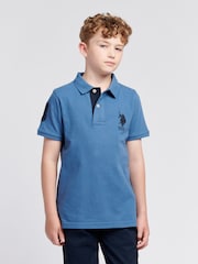 U.S. Polo Assn. Blue Light Boys 100% Cotton Player 3 Polo Shirt - Image 1 of 9