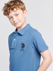 U.S. Polo Assn. Blue Light Boys 100% Cotton Player 3 Polo Shirt - Image 2 of 9