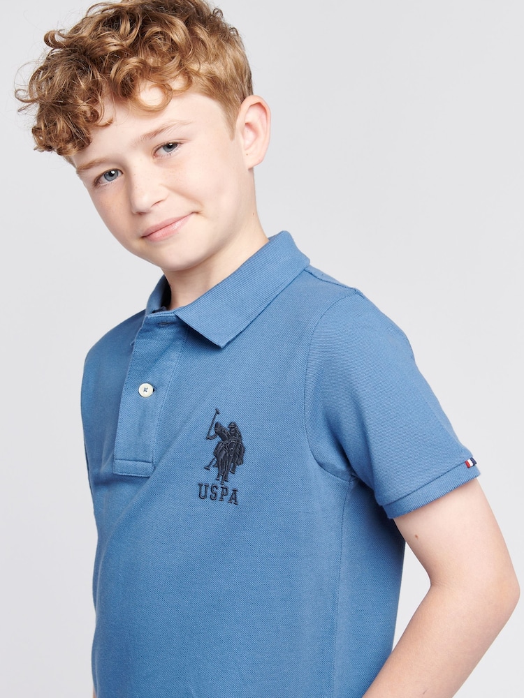 U.S. Polo Assn. Blue Light Boys 100% Cotton Player 3 Polo Shirt - Image 2 of 9