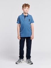 U.S. Polo Assn. Blue Light Boys 100% Cotton Player 3 Polo Shirt - Image 3 of 9
