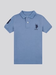 U.S. Polo Assn. Blue Light Boys 100% Cotton Player 3 Polo Shirt - Image 5 of 9