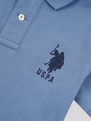U.S. Polo Assn. Blue Light Boys 100% Cotton Player 3 Polo Shirt - Image 7 of 9