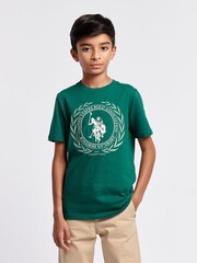 U.S. Polo Assn. Green Boys 100% Cotton Crest Graphic T-Shirt - Image 1 of 7