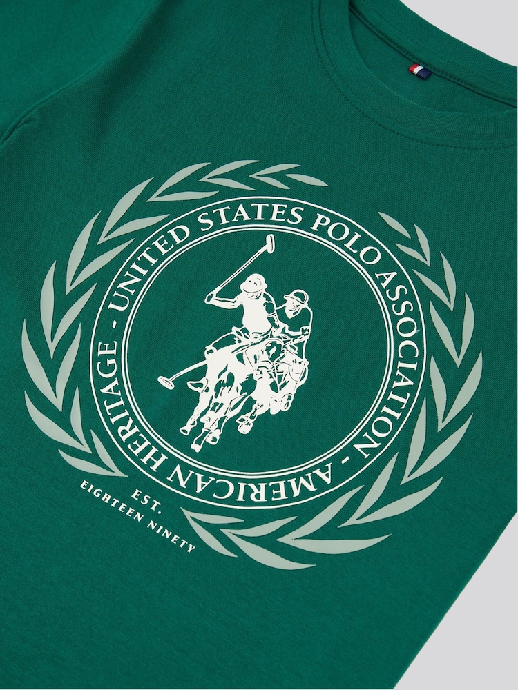 U.S. Polo Assn. Green Boys 100% Cotton Crest Graphic T-Shirt - Image 7 of 7
