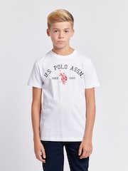 U.S. Polo Assn White U.S. Polo Assn. Boys Blue Signature Arch Print 100% Cotton T-Shirt - Image 1 of 7
