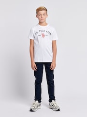 U.S. Polo Assn White U.S. Polo Assn. Boys Blue Signature Arch Print 100% Cotton T-Shirt - Image 3 of 7