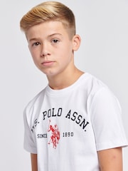 U.S. Polo Assn White U.S. Polo Assn. Boys Blue Signature Arch Print 100% Cotton T-Shirt - Image 4 of 7