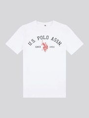 U.S. Polo Assn White U.S. Polo Assn. Boys Blue Signature Arch Print 100% Cotton T-Shirt - Image 5 of 7