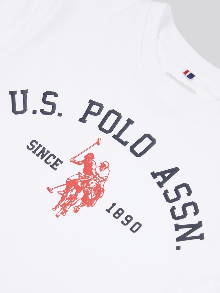 U.S. Polo Assn White U.S. Polo Assn. Boys Blue Signature Arch Print 100% Cotton T-Shirt - Image 7 of 7