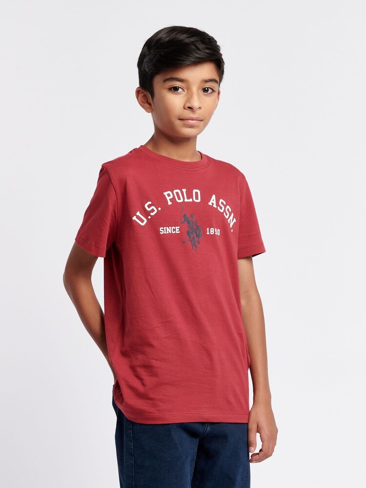 U.S. Polo Assn Red U.S. Polo Assn. Boys Blue Signature Arch Print 100% Cotton T-Shirt - Image 1 of 7 U.S. Polo Assn Red U.S. Polo Assn. Boys Blue Signature Arch Print 100% Cotton T-Shirt - Image 1 of 7