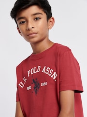 U.S. Polo Assn Red U.S. Polo Assn. Boys Blue Signature Arch Print 100% Cotton T-Shirt - Image 2 of 7