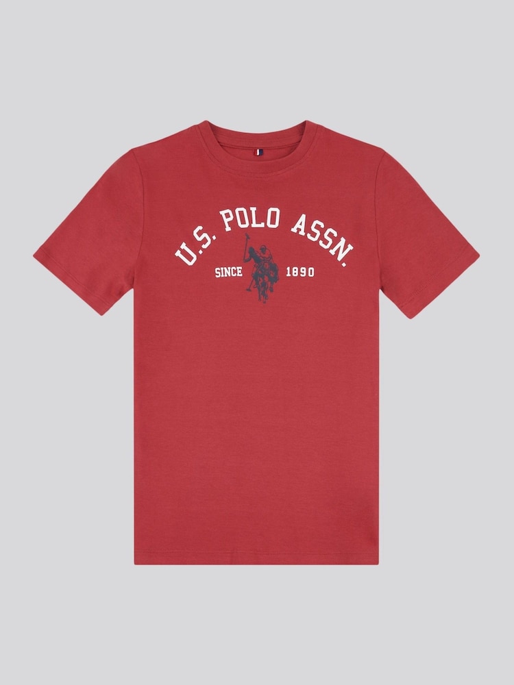 U.S. Polo Assn Red U.S. Polo Assn. Boys Blue Signature Arch Print 100% Cotton T-Shirt - Image 5 of 7