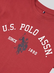 U.S. Polo Assn Red U.S. Polo Assn. Boys Blue Signature Arch Print 100% Cotton T-Shirt - Image 7 of 7