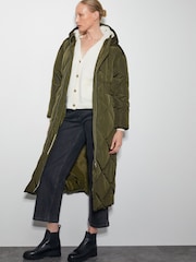 Monsoon Green Phoebe Fleece Quilted Puffer Coat - Image 1 of 4
